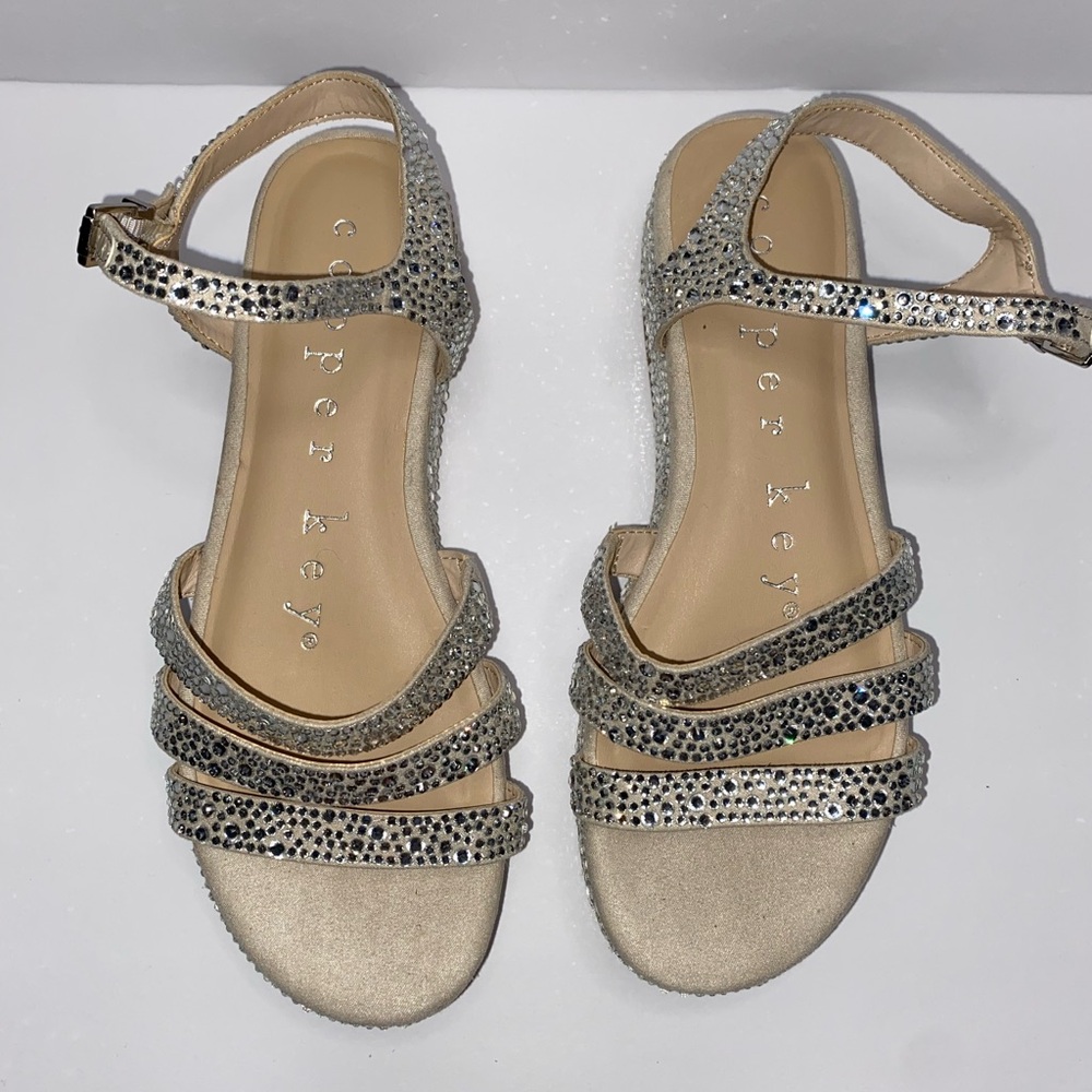 Copper Key Silver Rhinestone Platform Sandals Siz… - image 5